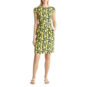 Boden Florrie Floral Jersey Dress In French Navy Lemon Vine NWT Sz 8